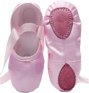 Girls Dance Shoe Ballet Pointe Slippers Ballet Flat Shoes with Ribbons Ballerina Slippers for Women Yoga Shoes