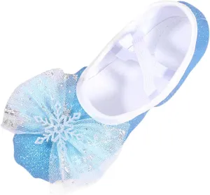 Girls Glitter Ballet Shoes Ballet Slipper with Bow Toddler Mary Jane Flats Shoes Ballerina Dress Shoes for Dance
