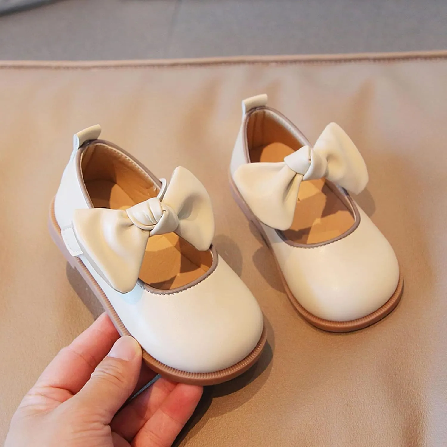 Girl's Mary Jane Rhinestone Buckle Ballerina Flats Anti Skid Sole First Walker Princess Crib Shoes Loafers Moccasins