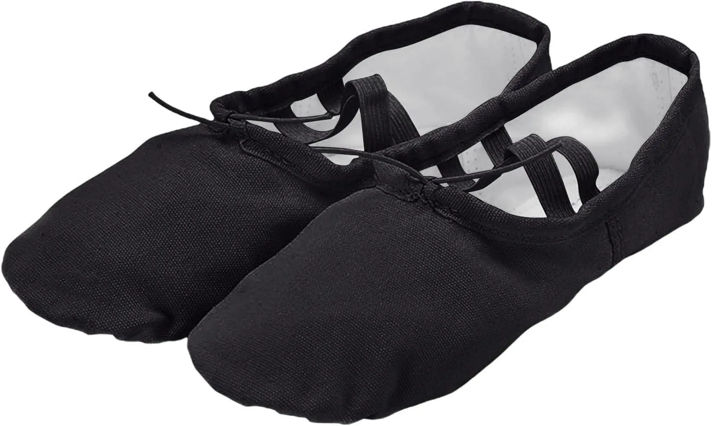 Girl's Performance Dance Shoe Canvas Ballet Shoes for Girls Soft Lightweight with Elastic Laces for Gymnastics