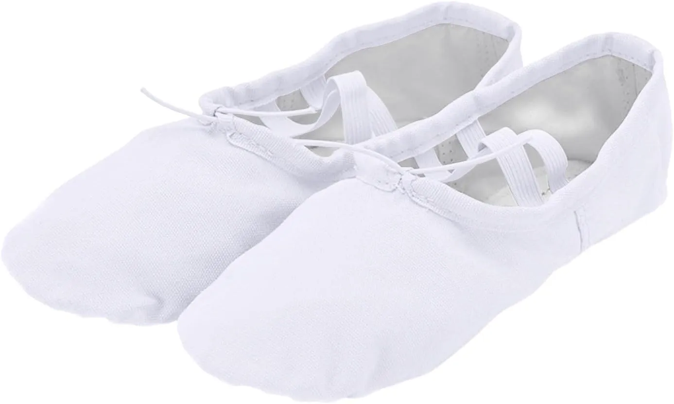 Girl's Performance Dance Shoe Canvas Ballet Shoes for Girls Soft Lightweight with Elastic Laces for Gymnastics