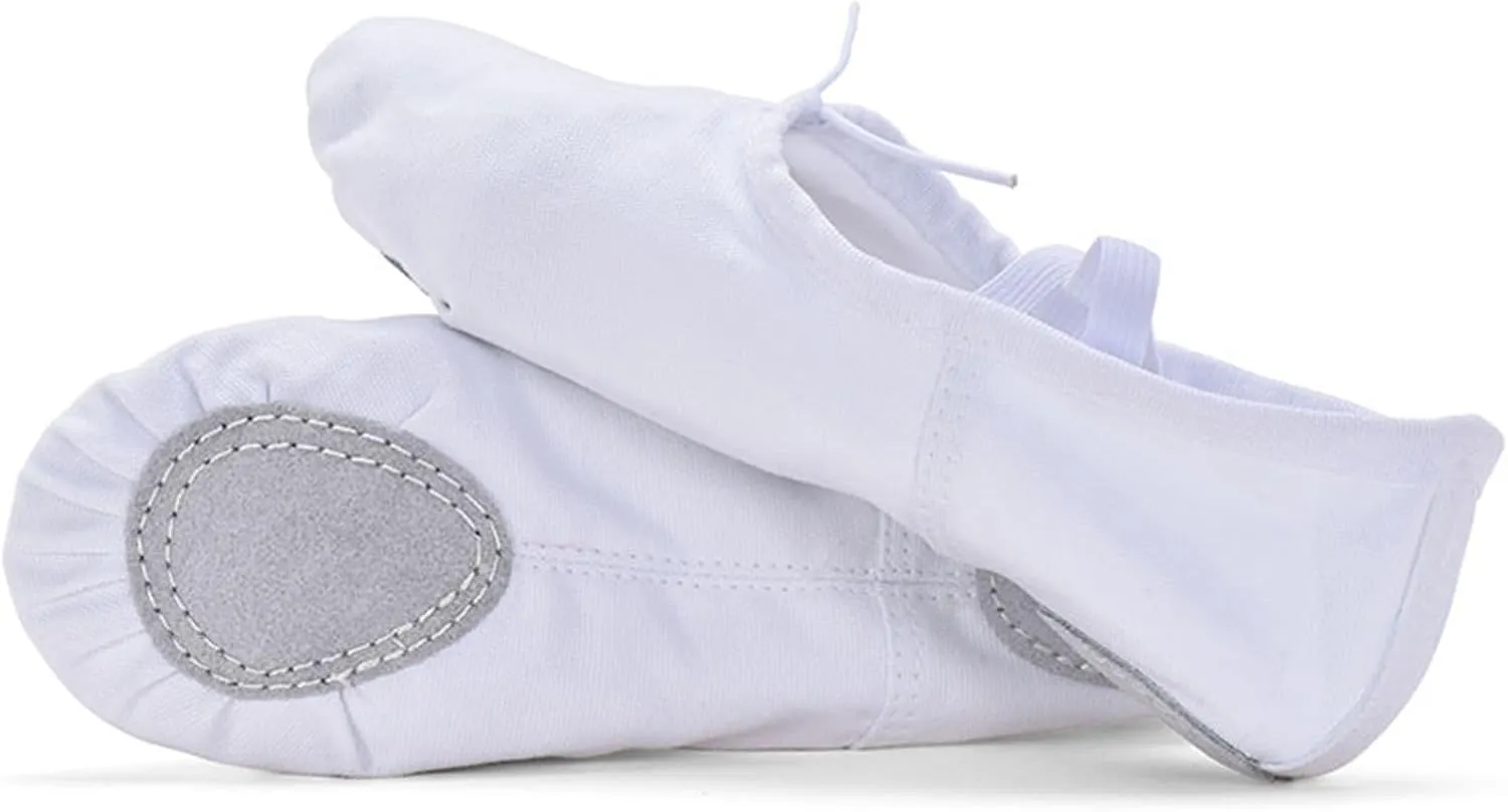 Girl's Performance Dance Shoe Canvas Ballet Shoes for Girls Soft Lightweight with Elastic Laces for Gymnastics