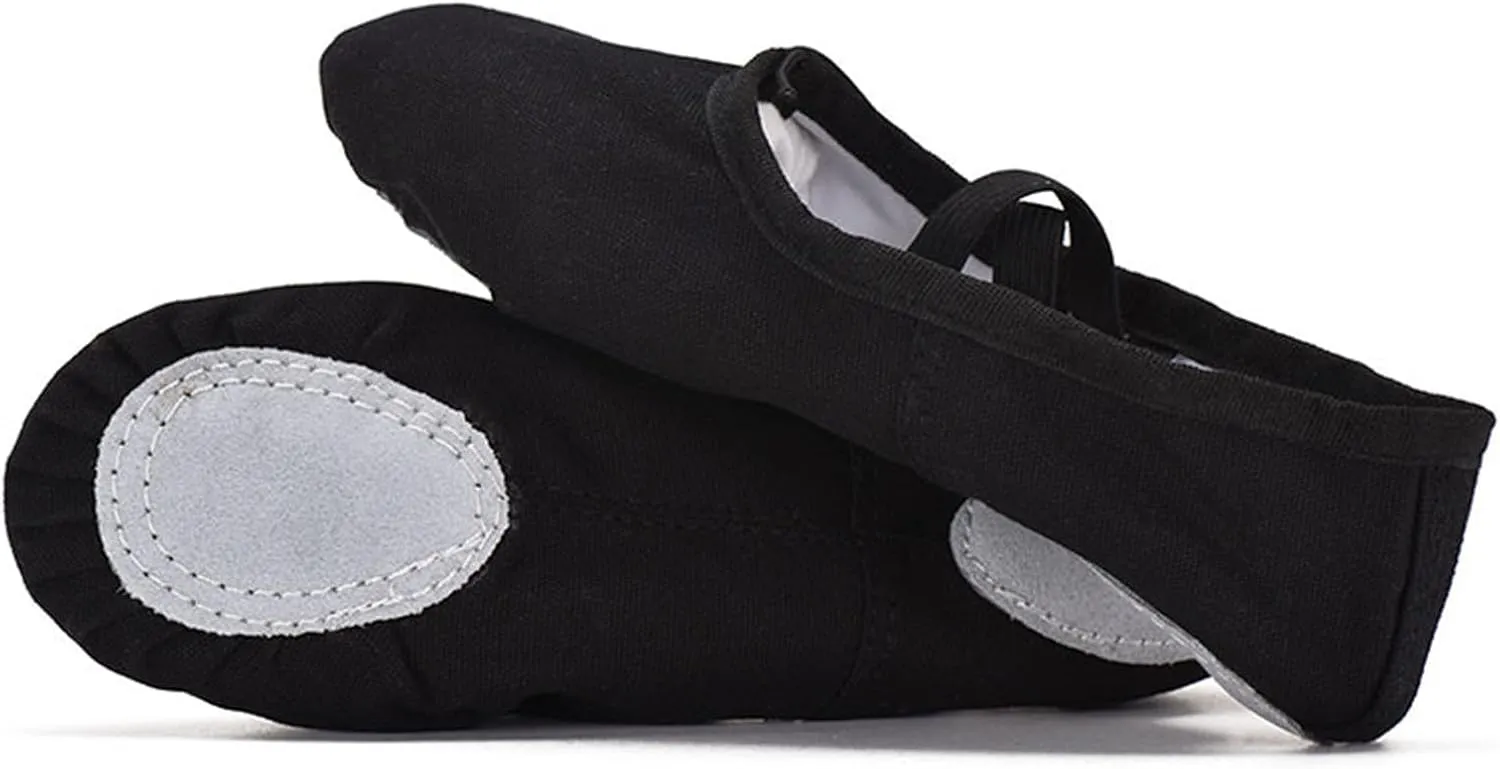 Girl's Performance Dance Shoe Canvas Ballet Shoes for Girls Soft Lightweight with Elastic Laces for Gymnastics