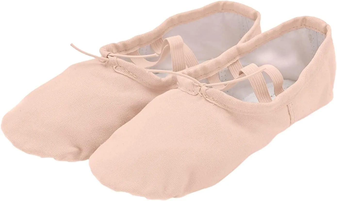 Girl's Performance Dance Shoe Canvas Ballet Shoes for Girls Soft Lightweight with Elastic Laces for Gymnastics