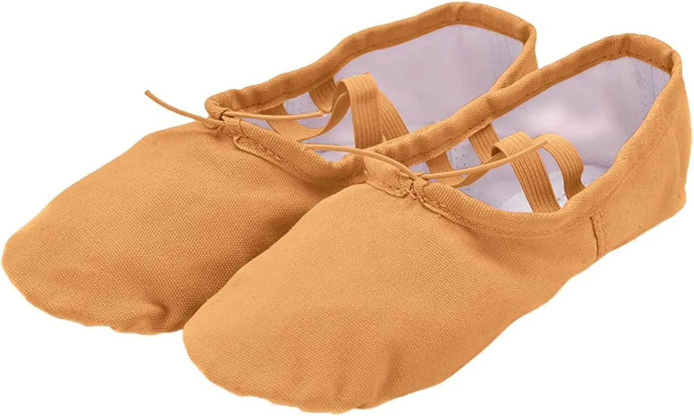 Girl's Performance Dance Shoe Canvas Ballet Shoes for Girls Soft Lightweight with Elastic Laces for Gymnastics