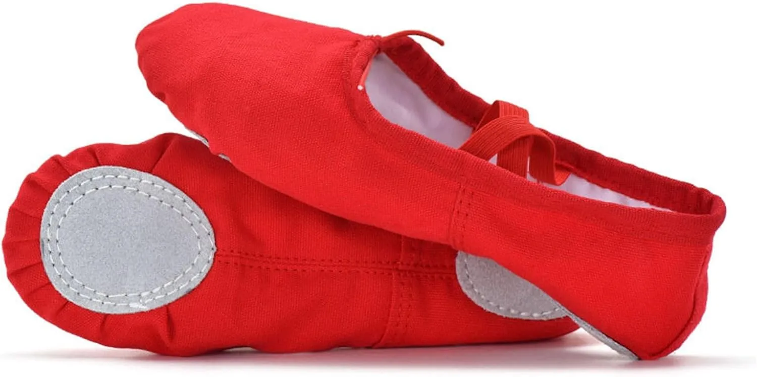 Girl's Performance Dance Shoe Canvas Ballet Shoes for Girls Soft Lightweight with Elastic Laces for Gymnastics