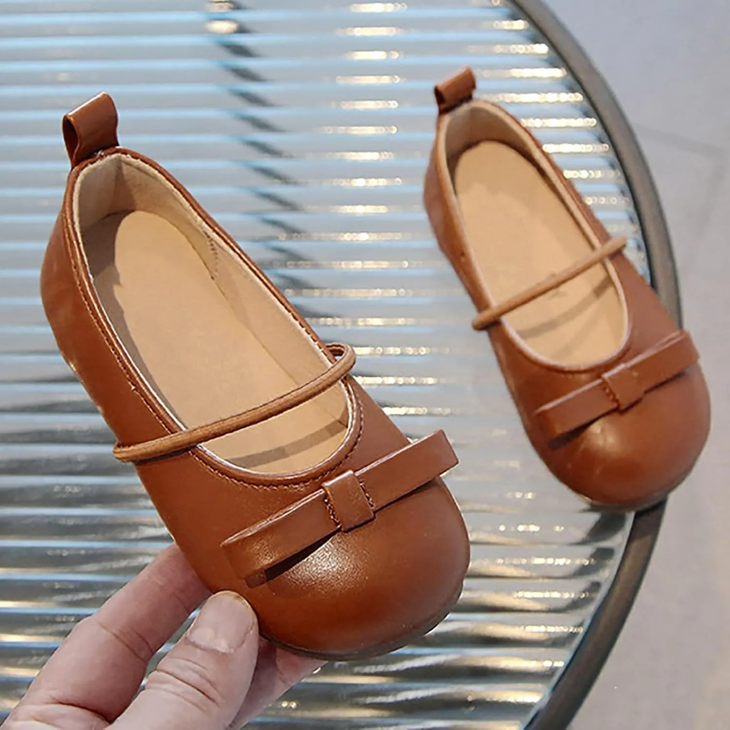 Girls School Shoes Comfortable Mary Jane Soft Sole Flat Bowknot Non Slip Dress Ballet Shoes for Little Girls
