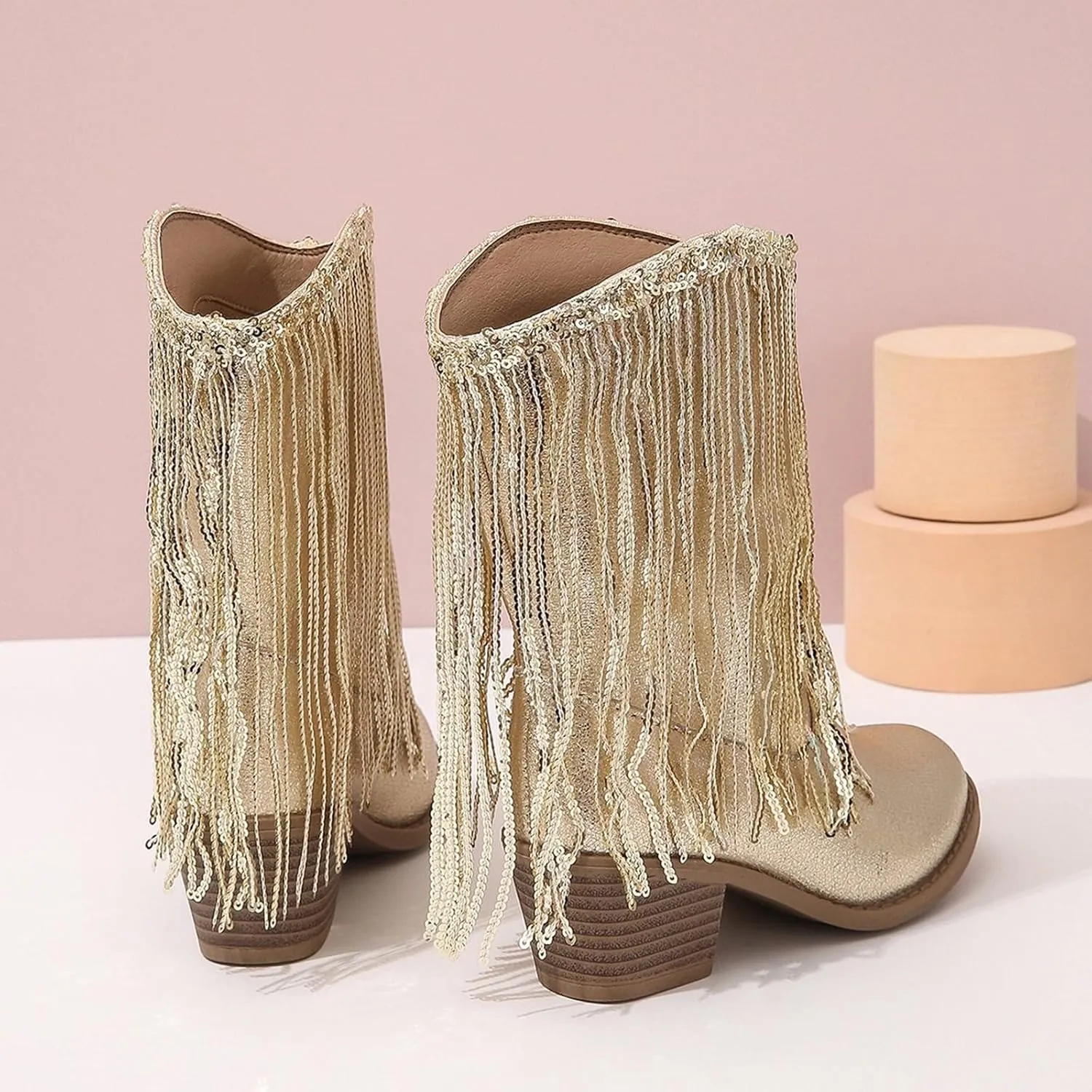Girls Sequin Boots Winter aterproof Flat Warm Sparkly Snow Boots Kids Cozy Western Leather Shoes For Little Kid
