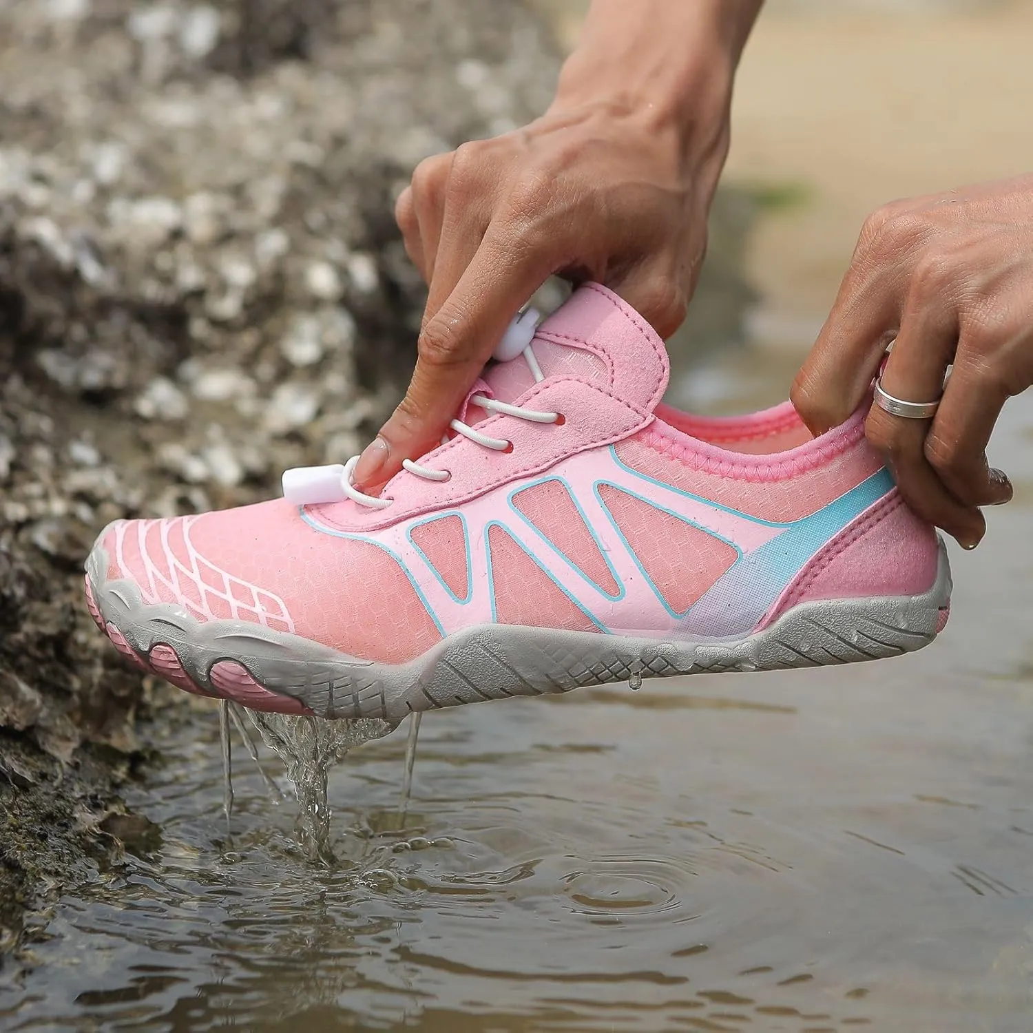 Grounded Footwear for Women Comfortable Lightweight Non-Slip Barefoot Shoes Breathable Barefoot Water Hiking Shoes Wide Toe Box Pro Beach Swim Athletic Sports Shoe Hike Shoe
