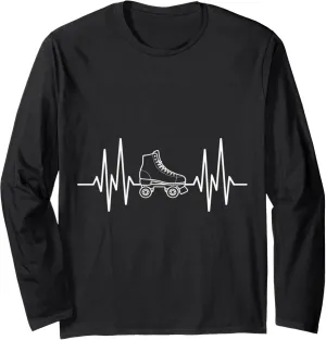 Heartbeat EKG Roller Skate Shoes Roller Skating Long Sleeve T-Shirt