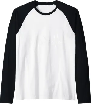 Heartbeat EKG Roller Skate Shoes Roller Skating Raglan Baseball Tee