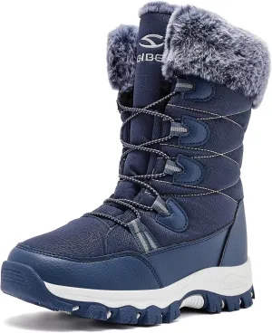 HOBIBEAR Kids Winter Snow Boots Waterproof Outdoor Warm Faux Fur Lined Shoes