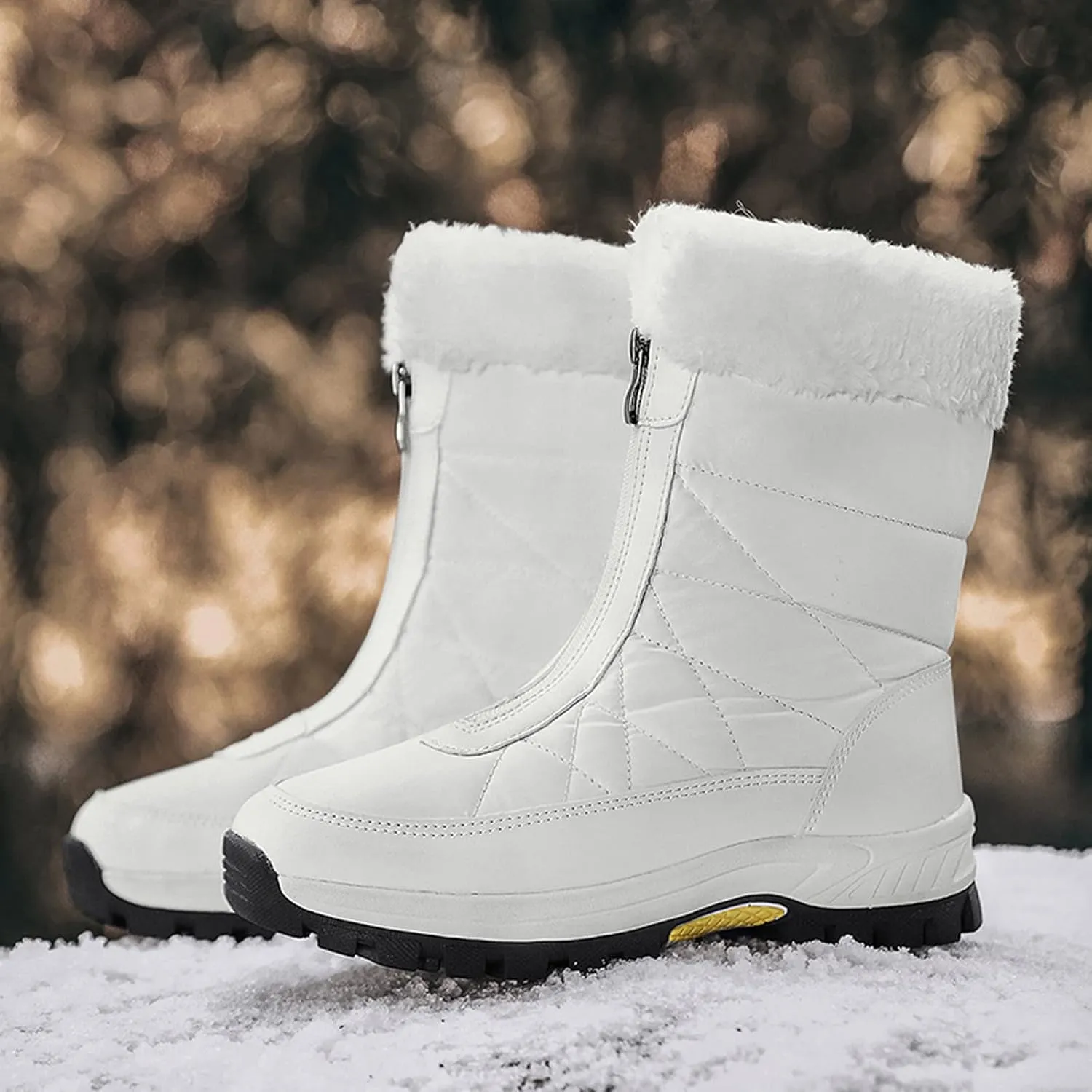 Insulated Snow Ankle Shoes for Men Fur Lined Non-Slip Womens Winter Walking Shoes for Men
