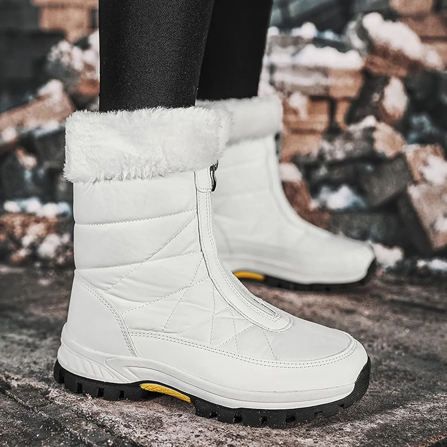 Insulated Snow Ankle Shoes for Men Fur Lined Non-Slip Womens Winter Walking Shoes for Men