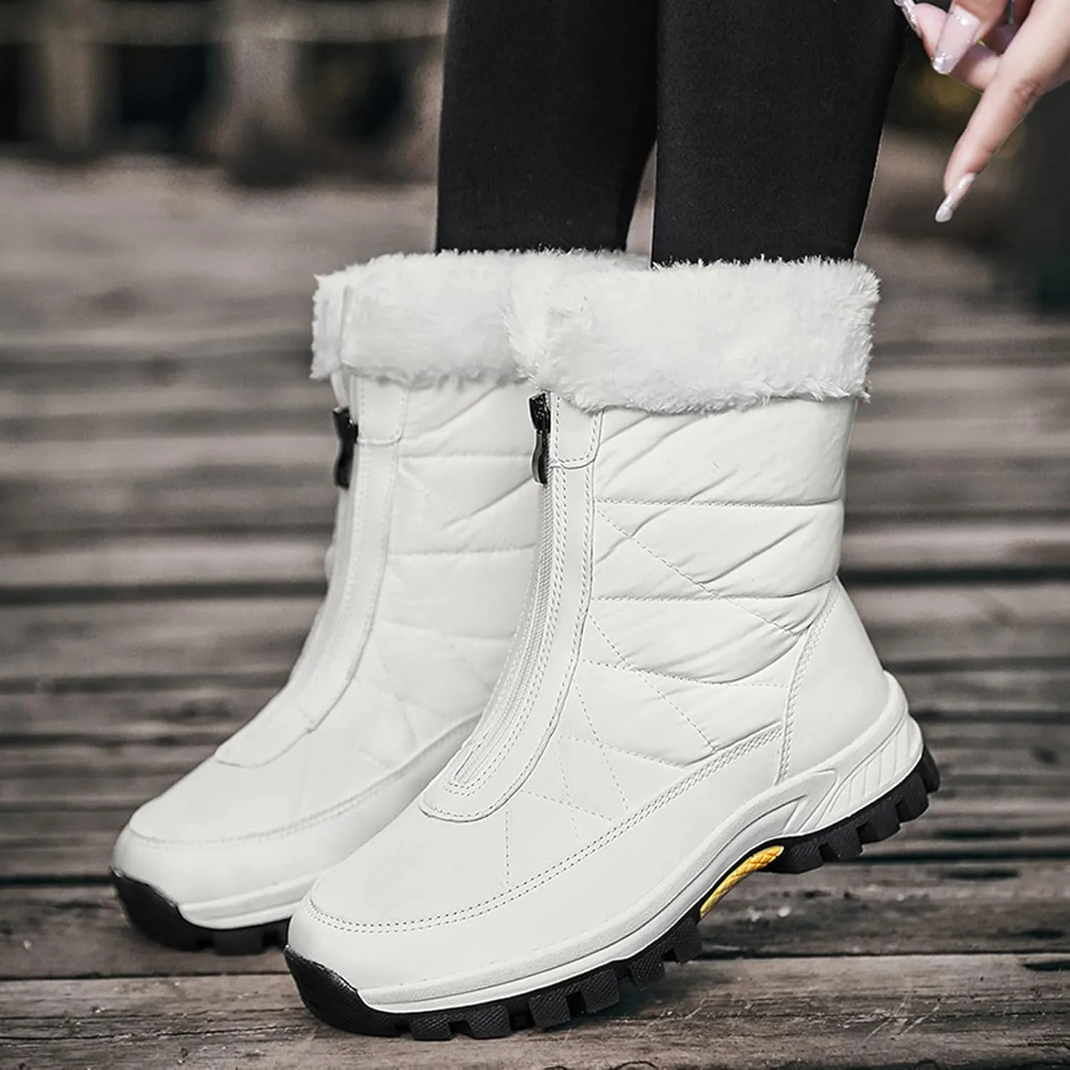 Insulated Snow Ankle Shoes for Men Fur Lined Non-Slip Womens Winter Walking Shoes for Men