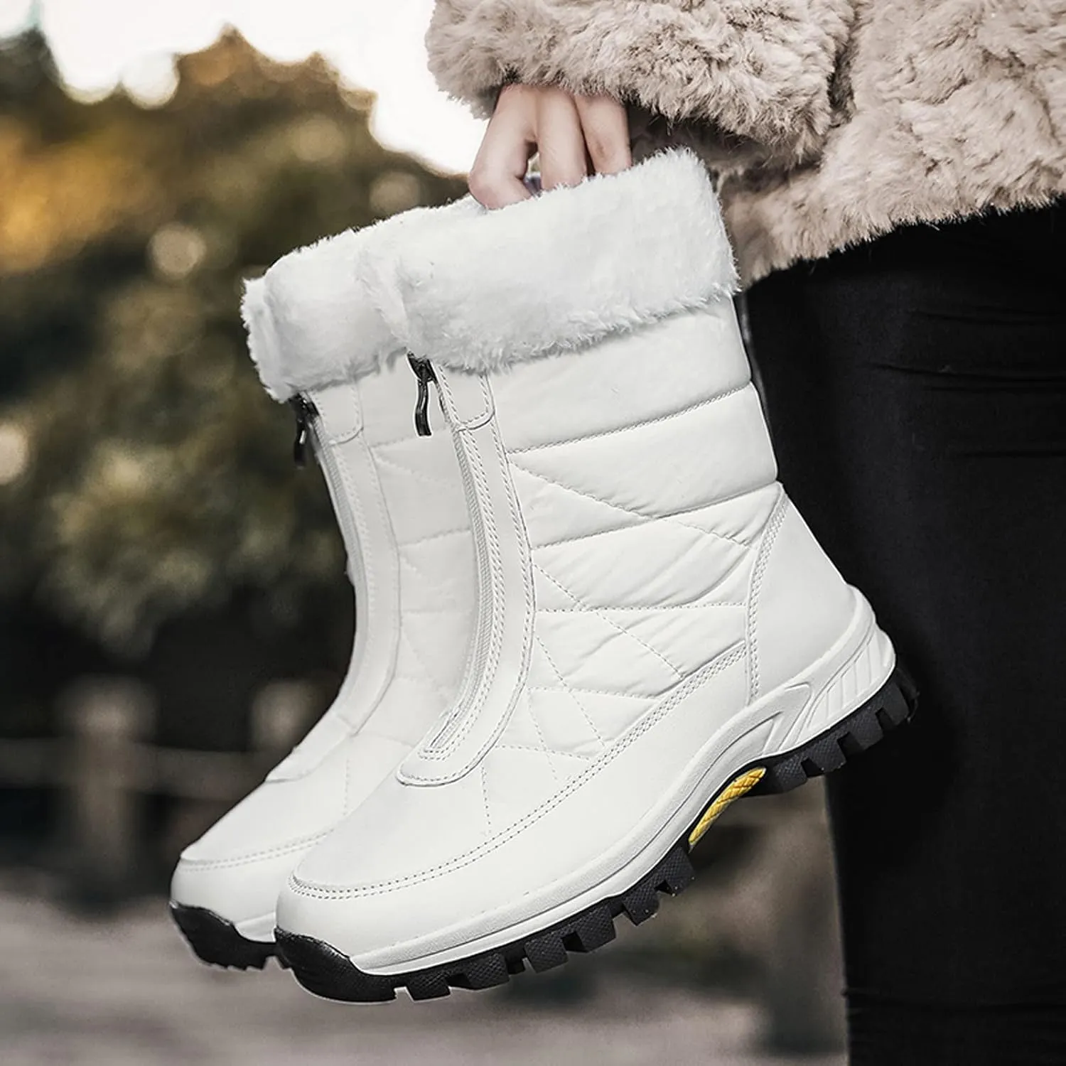 Insulated Snow Ankle Shoes for Men Fur Lined Non-Slip Womens Winter Walking Shoes for Men