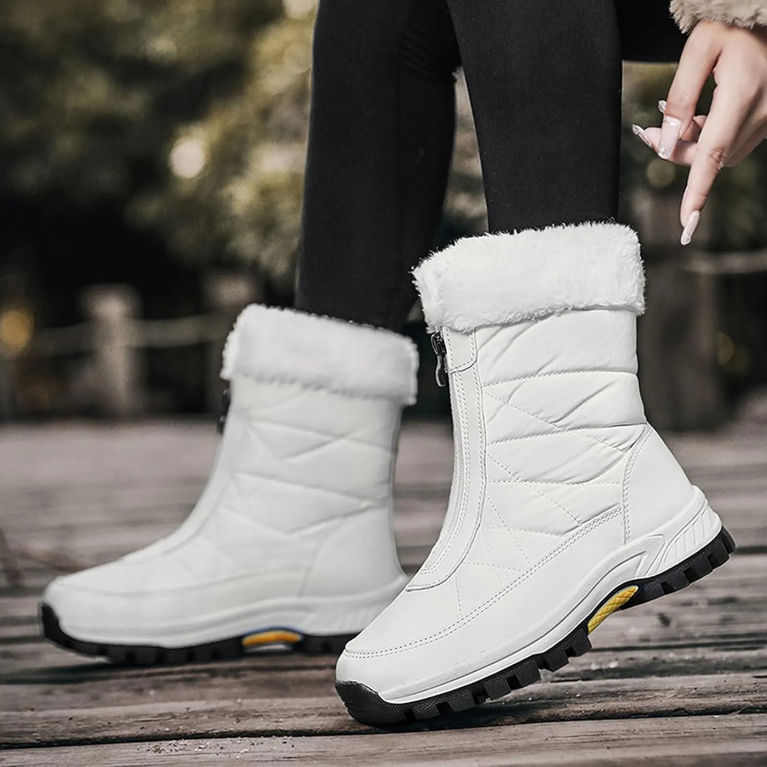 Insulated Snow Ankle Shoes for Men Fur Lined Non-Slip Womens Winter Walking Shoes for Men