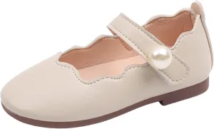 IWIHMIV Girls Dress Shoes Comfortable Mary Jane Shoes Flower Girl Soft Soled Non Slip Ballet Flat Shoes for Wedding Party