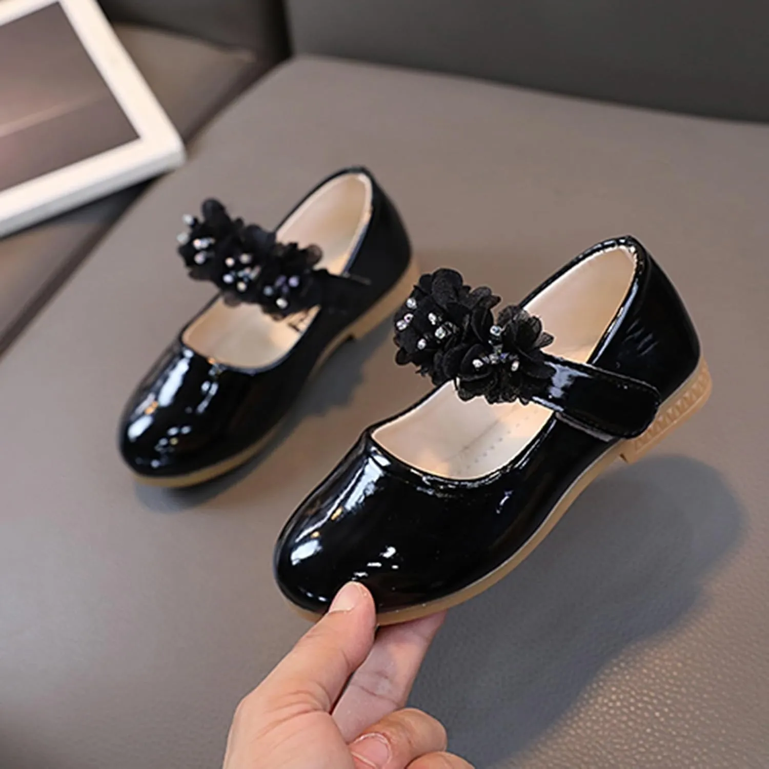 IWIHMIV Toddler Flower Girls Dress Shoes Soft Bottom Non Slip Leather Mary Jane Princess Ballet Shoes for Party School