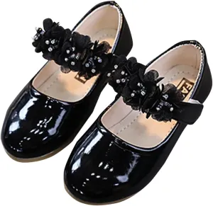 IWIHMIV Toddler Flower Girls Dress Shoes Soft Bottom Non Slip Leather Mary Jane Princess Ballet Shoes for Party School