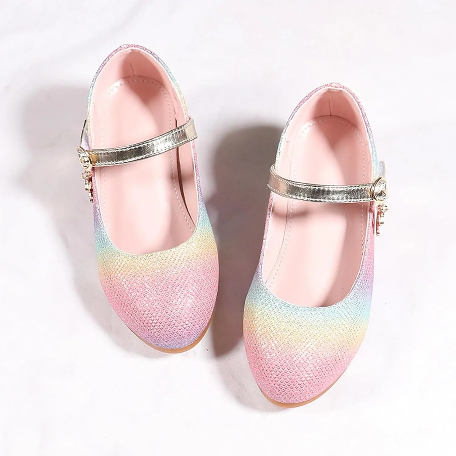 IWIHMIV Toddler Girls Mary Jane Shoes with Low Heel Non Slip Casual Comfortable Princess Dress Shoes for Little