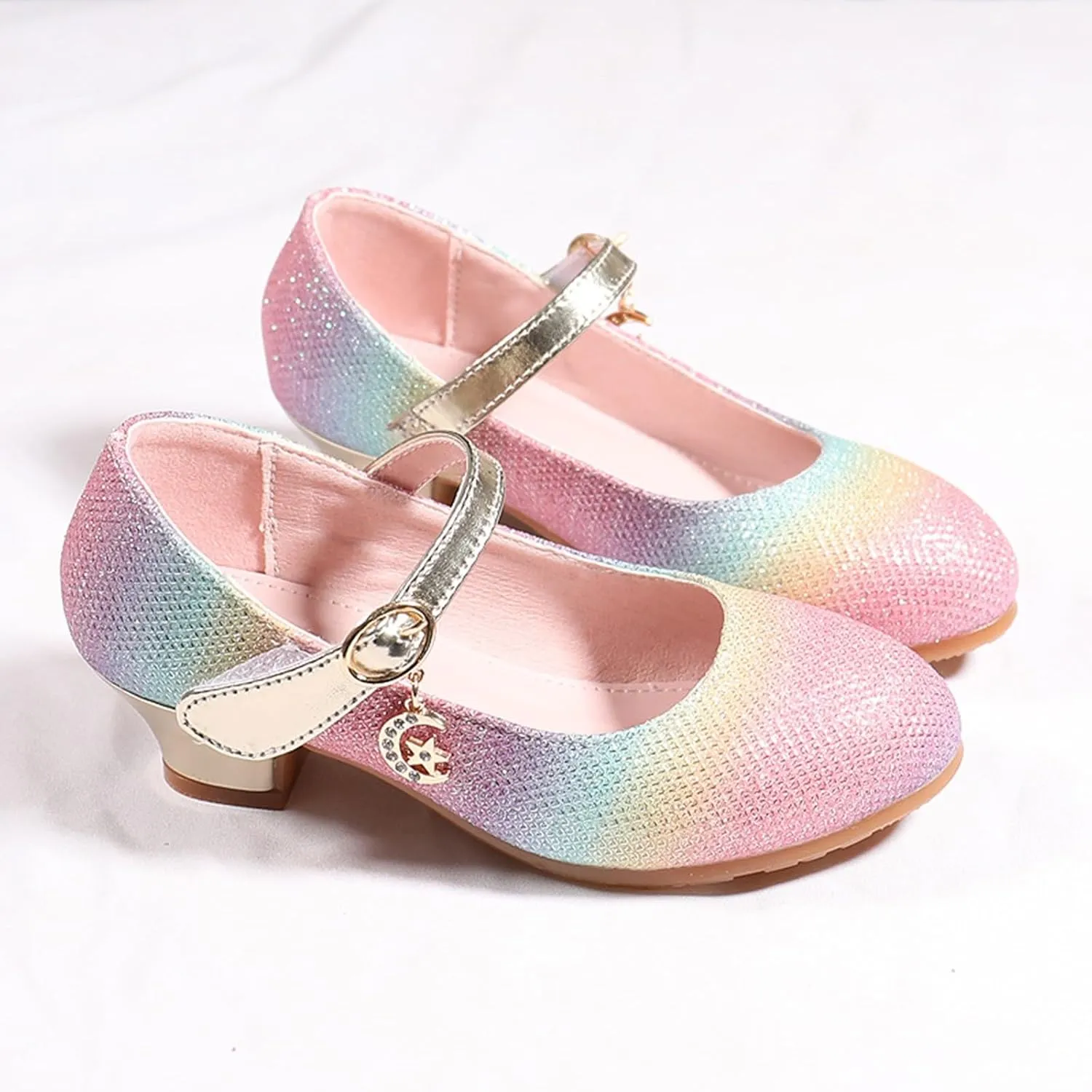 IWIHMIV Toddler Girls Mary Jane Shoes with Low Heel Non Slip Casual Comfortable Princess Dress Shoes for Little