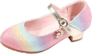 IWIHMIV Toddler Girls Mary Jane Shoes with Low Heel Non Slip Casual Comfortable Princess Dress Shoes for Little