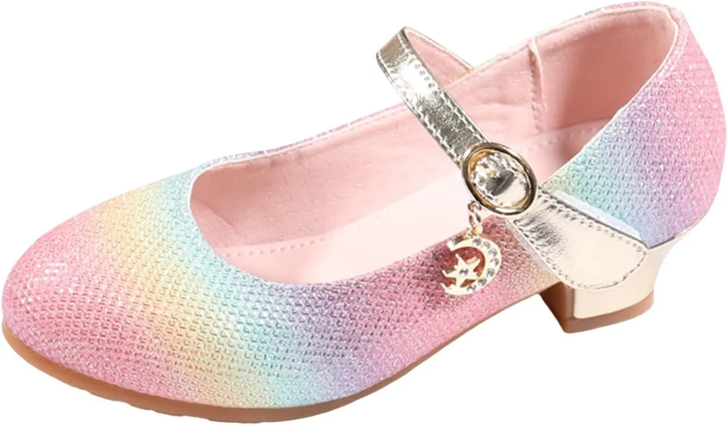 IWIHMIV Toddler Girls Mary Jane Shoes with Low Heel Non Slip Casual Comfortable Princess Dress Shoes for Little
