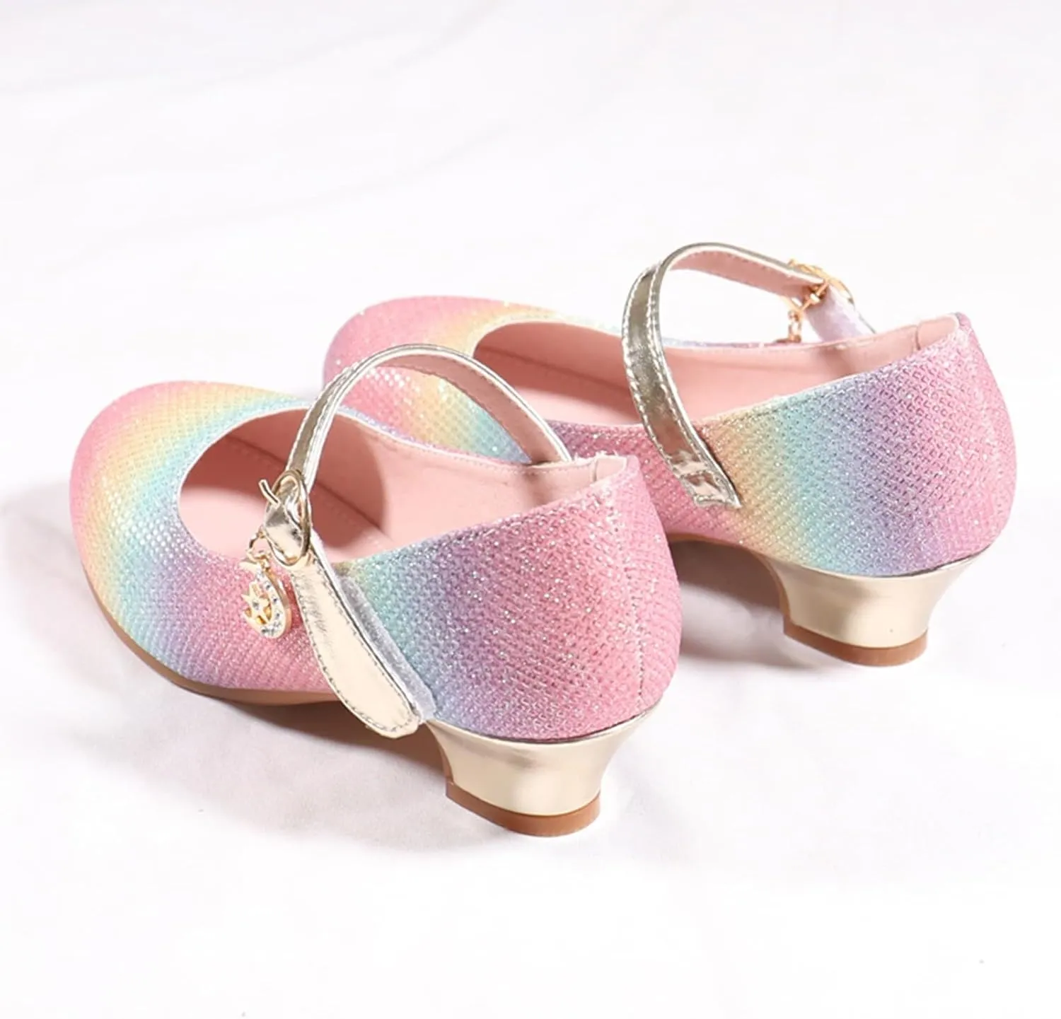 IWIHMIV Toddler Girls Mary Jane Shoes with Low Heel Non Slip Casual Comfortable Princess Dress Shoes for Little
