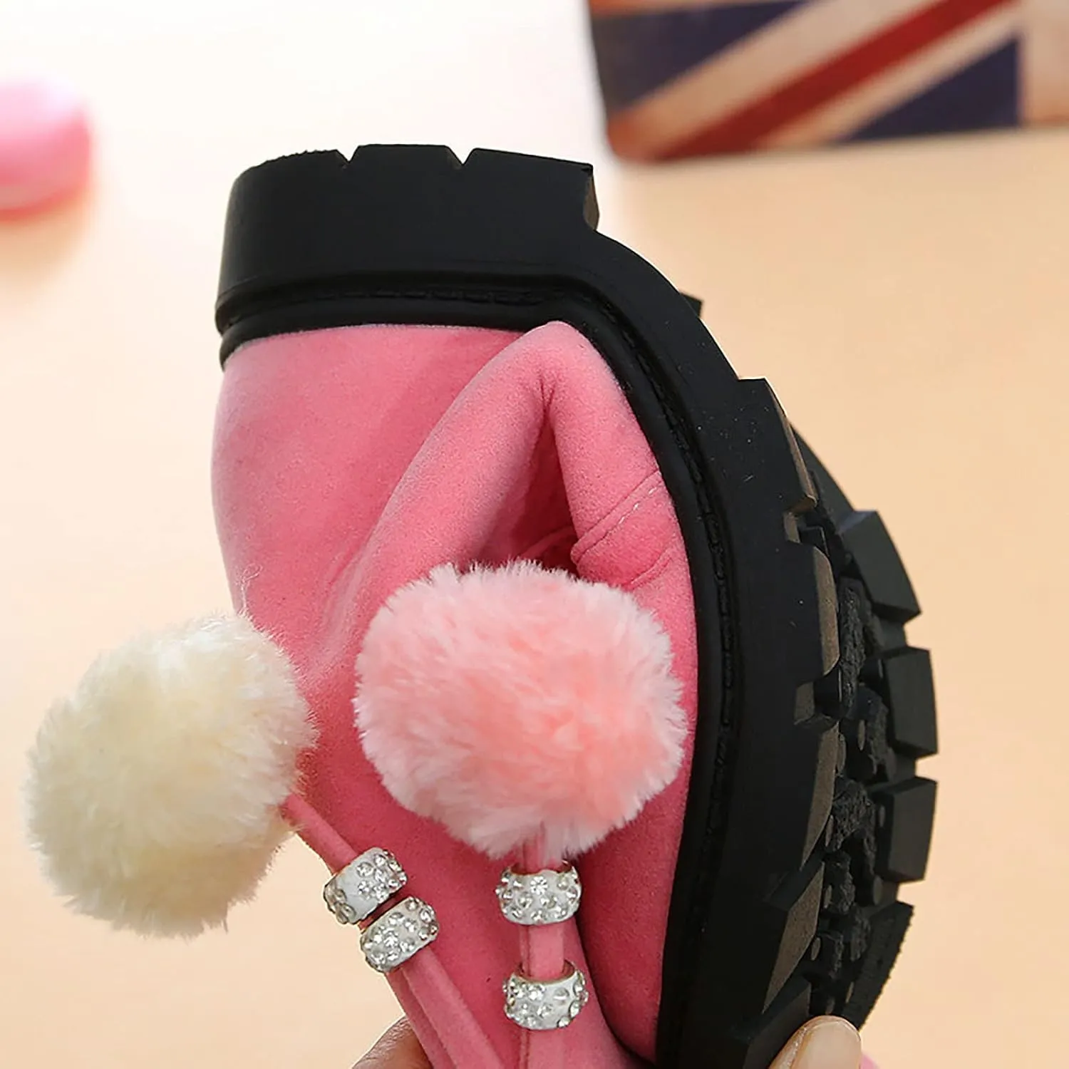 Kids Girls Winter Snow Boots Warm Plush Shoes Faux Fur Lined Ankle Short Boots Flat Heel Mid Calf Slouchy Boot Shoes