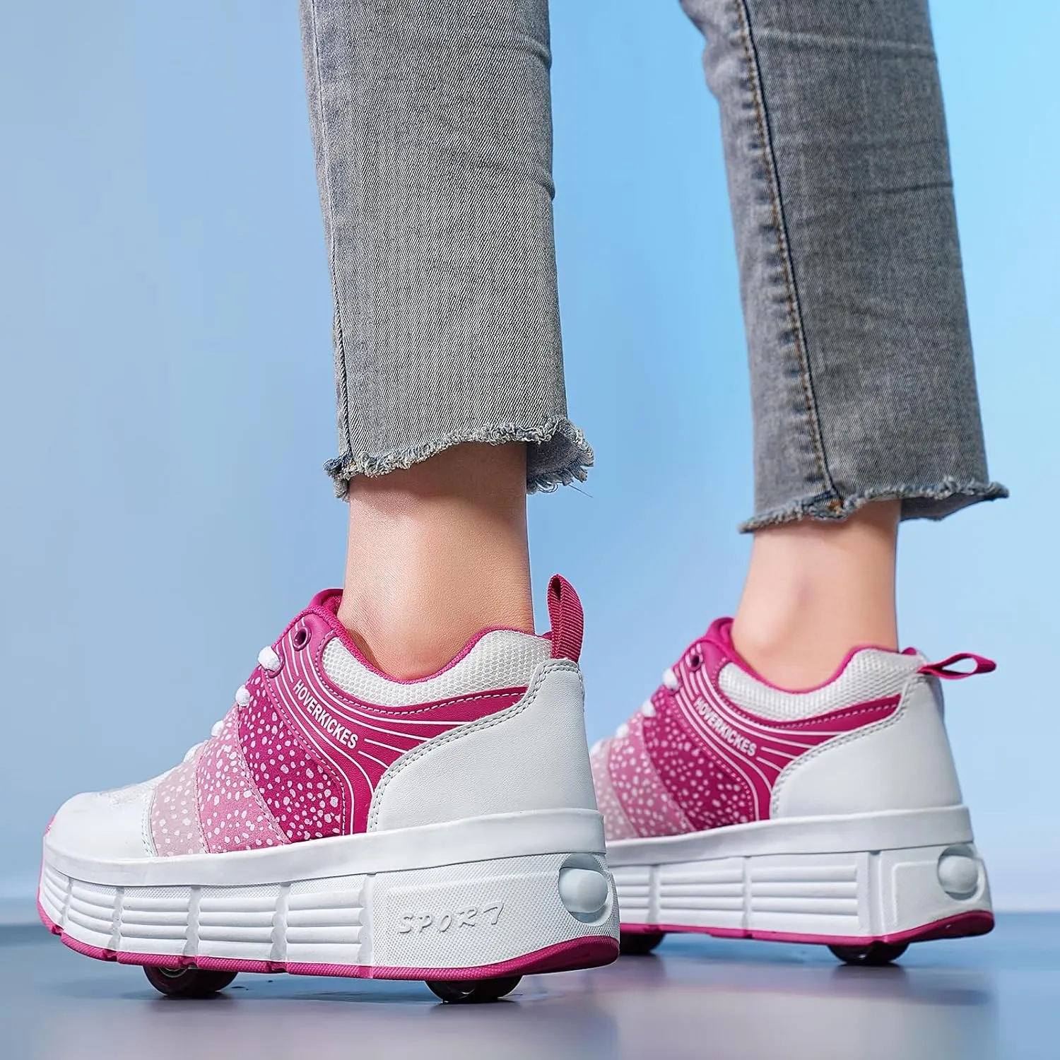 Kids Roller Skate Shoes with Wheels Roller Sneakers for Boys Girls Kids Deformation Wheeled Shoes ﻿