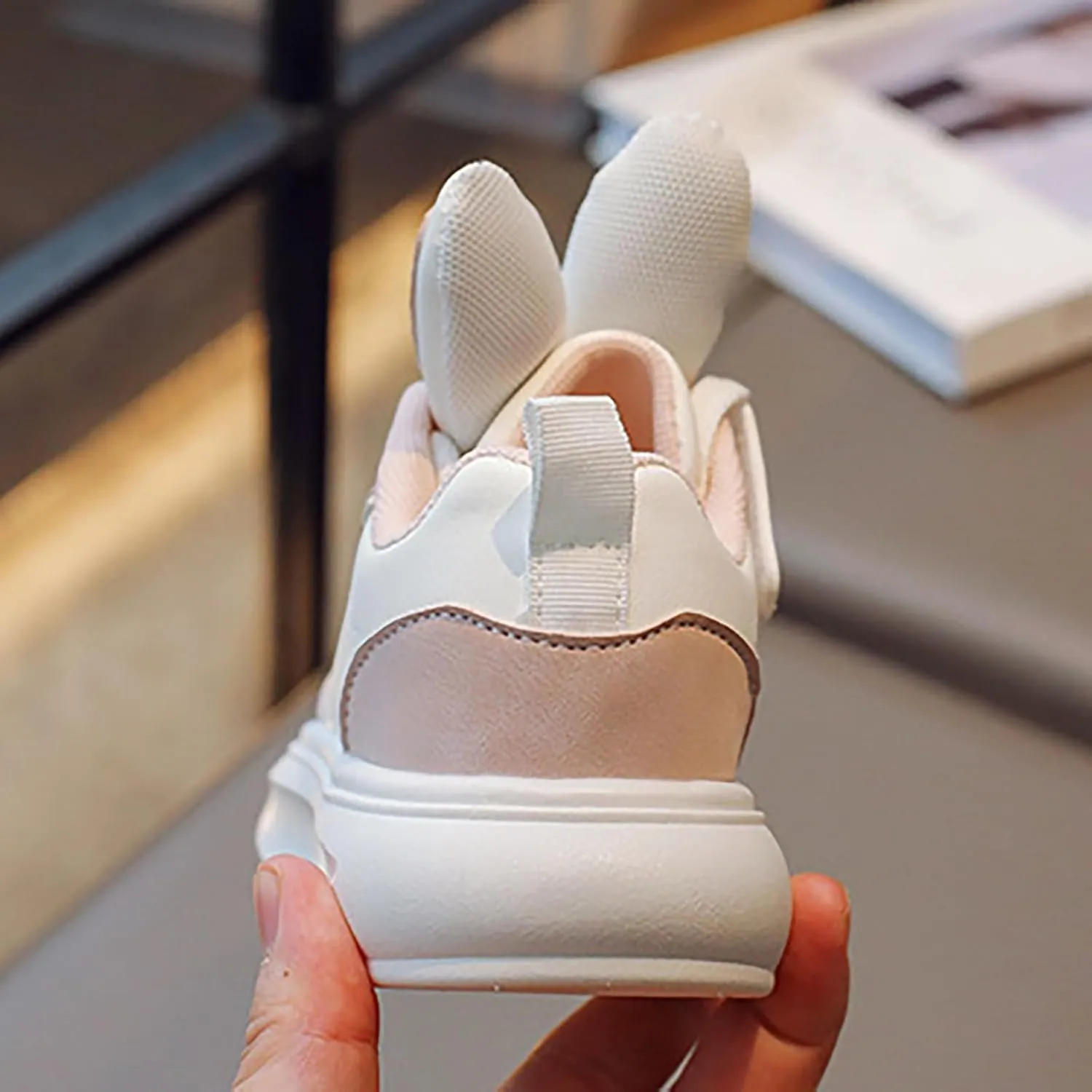 Kids Sneakers for Boys Girls Toddler Bunny Ear Canvas High Top Color Blocked Ripple Walking Causal Shoes