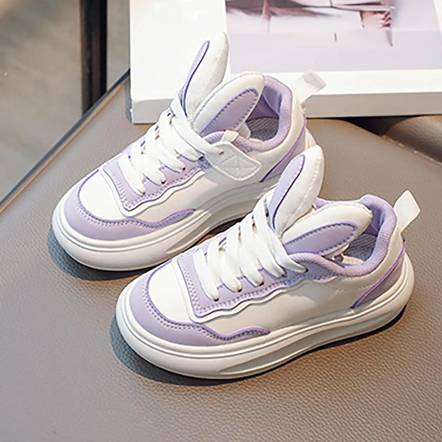 Kids Sneakers for Boys Girls Toddler Bunny Ear Canvas High Top Color Blocked Ripple Walking Causal Shoes