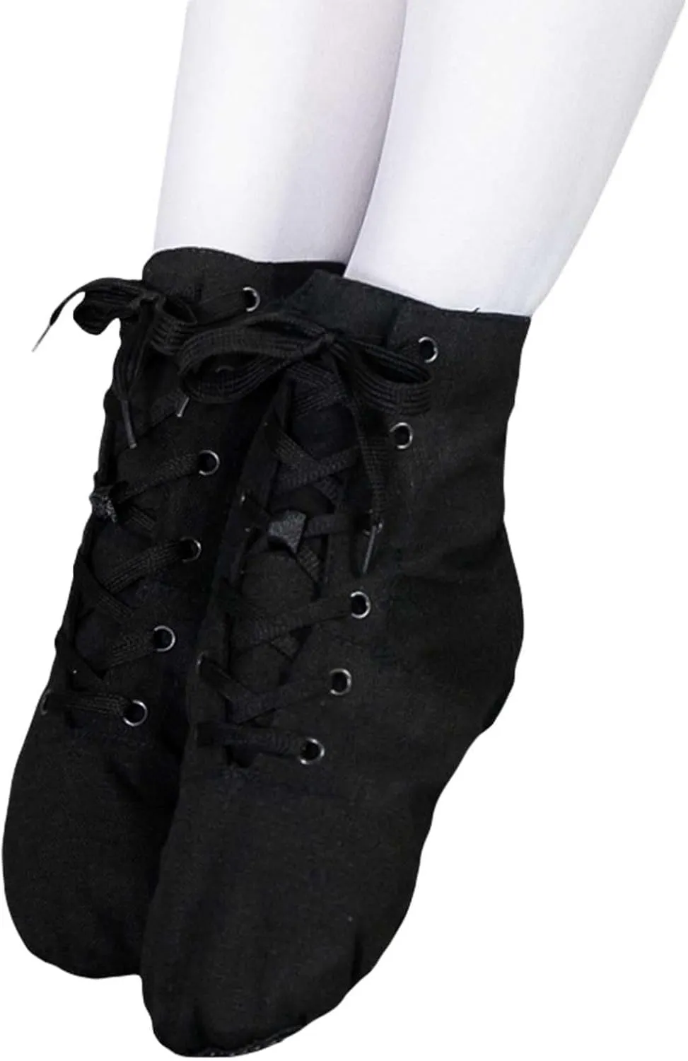 Lace up Jazz Boots Women Canvas Dance Boots Black Jazz Shoes For Men Ballroom Dance Flat with Split Sole
