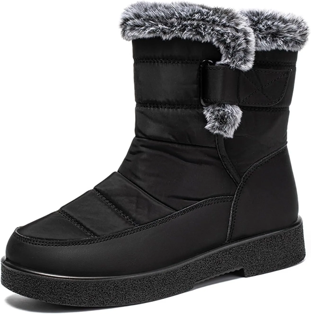 Ladies Fashion Winter Plush Insulation Solid Leather Thick Heeled Snow Boots Winter Womens Boots Size 11