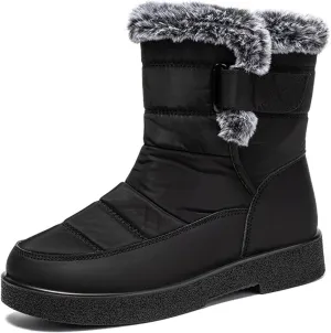 Ladies Fashion Winter Plush Insulation Solid Leather Thick Heeled Snow Boots Winter Womens Boots Size 11