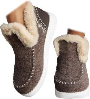 Ladmiple Winter Boots For Women 2024 Dressy Snow Boots Winter Shoes with Fur Lined Warm Slip On Ankle Booties Loafers Shoes