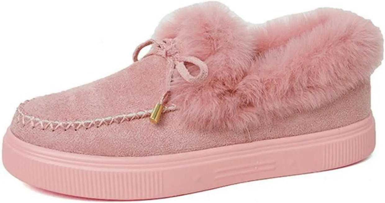 Ladmiple Winter Boots For Women Fashion Slip On Warm Snow Ankle Booties Fashion Fur Lined Comfortable Walking Loafers Shoes