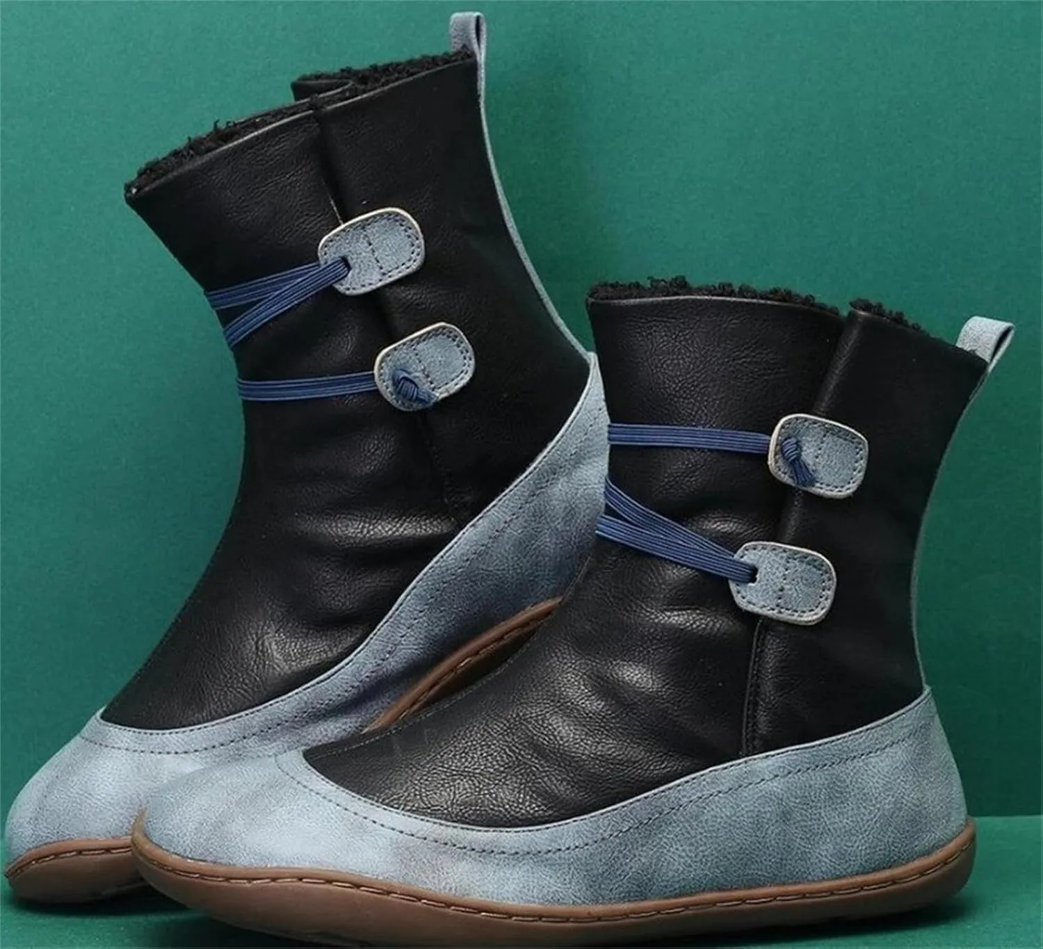 Lausiuoe Snow Boots For Women Wide Width Mid Calf Winter Boots Fur Lined Warm Fuzzy Ankle Booties Fashion Trendy Slip On Shoe