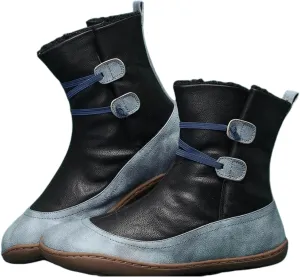 Lausiuoe Snow Boots For Women Wide Width Mid Calf Winter Boots Fur Lined Warm Fuzzy Ankle Booties Fashion Trendy Slip On Shoe