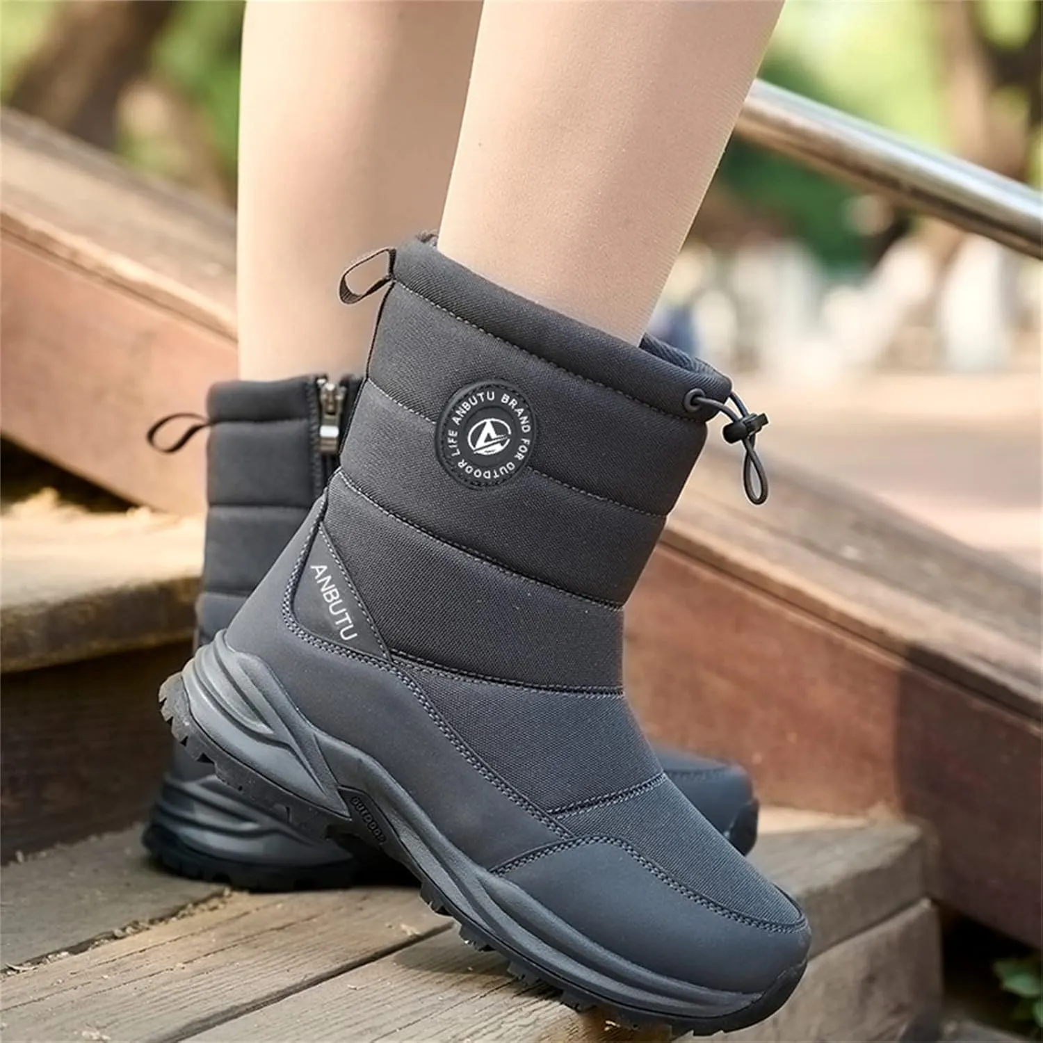 Lausiuoe Winter Boots For Women Waterproof Snow Non Slip Fur Lining Comfortable Slip On Warm Ankle Booties Outdoor Shoes
