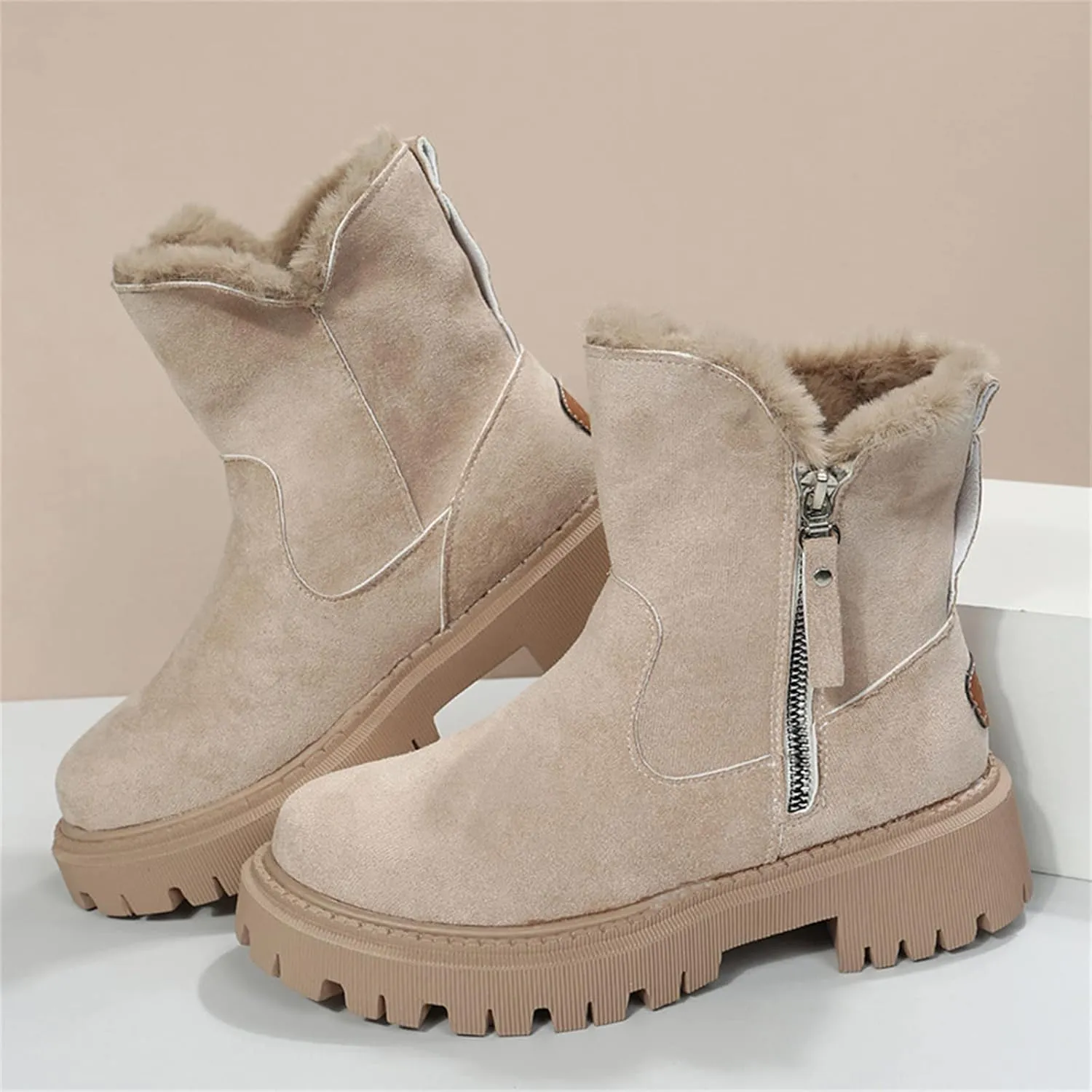Lausiuoe Winter Dress Boots For Women 2024 Warm Fur Lined Snow Ankle Booties Comfortable Casual Fashion Fuzzy Loafers Shoes