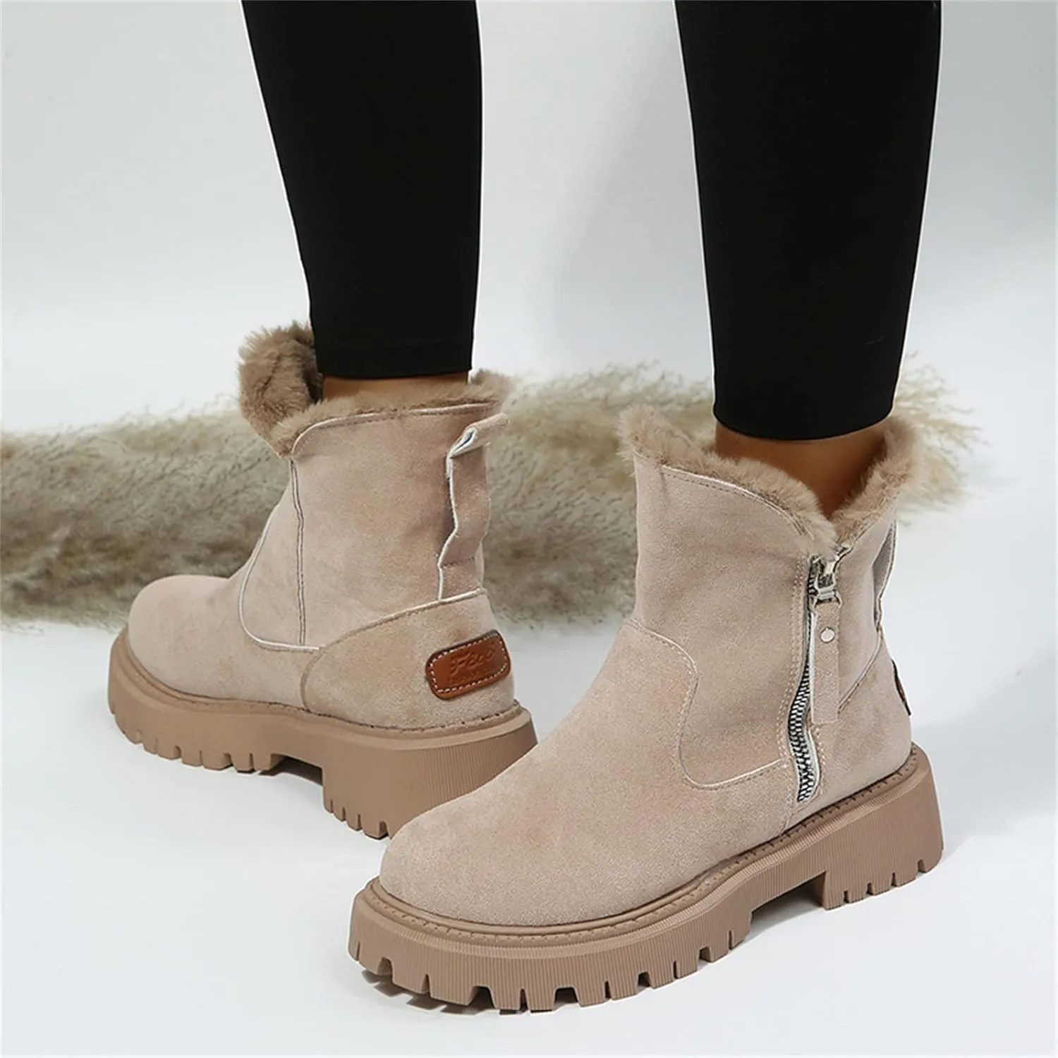 Lausiuoe Winter Dress Boots For Women 2024 Warm Fur Lined Snow Ankle Booties Comfortable Casual Fashion Fuzzy Loafers Shoes