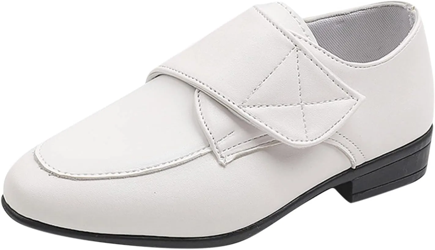 Little Girl's Slip On Loafers Low Heel Casual Shoes Flat Sneakers Kids Fashion Leather 𝐖aterproof Hook Shoes