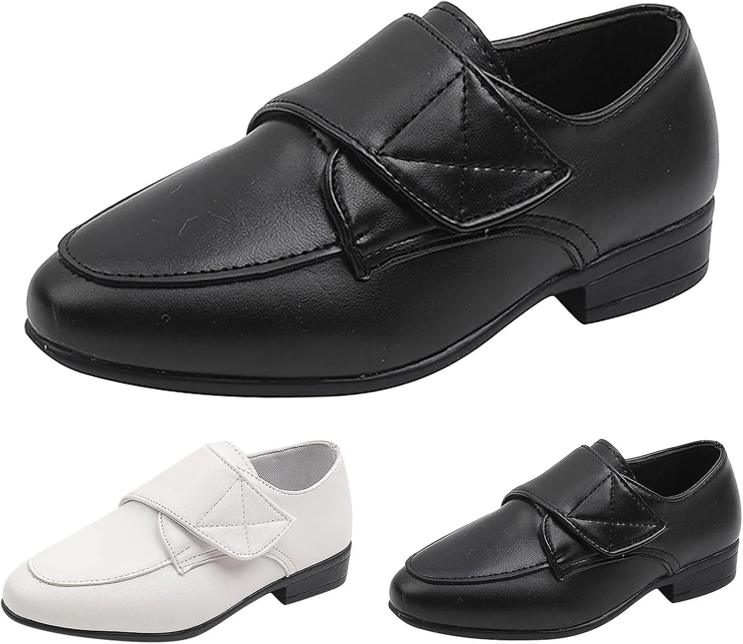 Little Girl's Slip On Loafers Low Heel Casual Shoes Flat Sneakers Kids Fashion Leather 𝐖aterproof Hook Shoes
