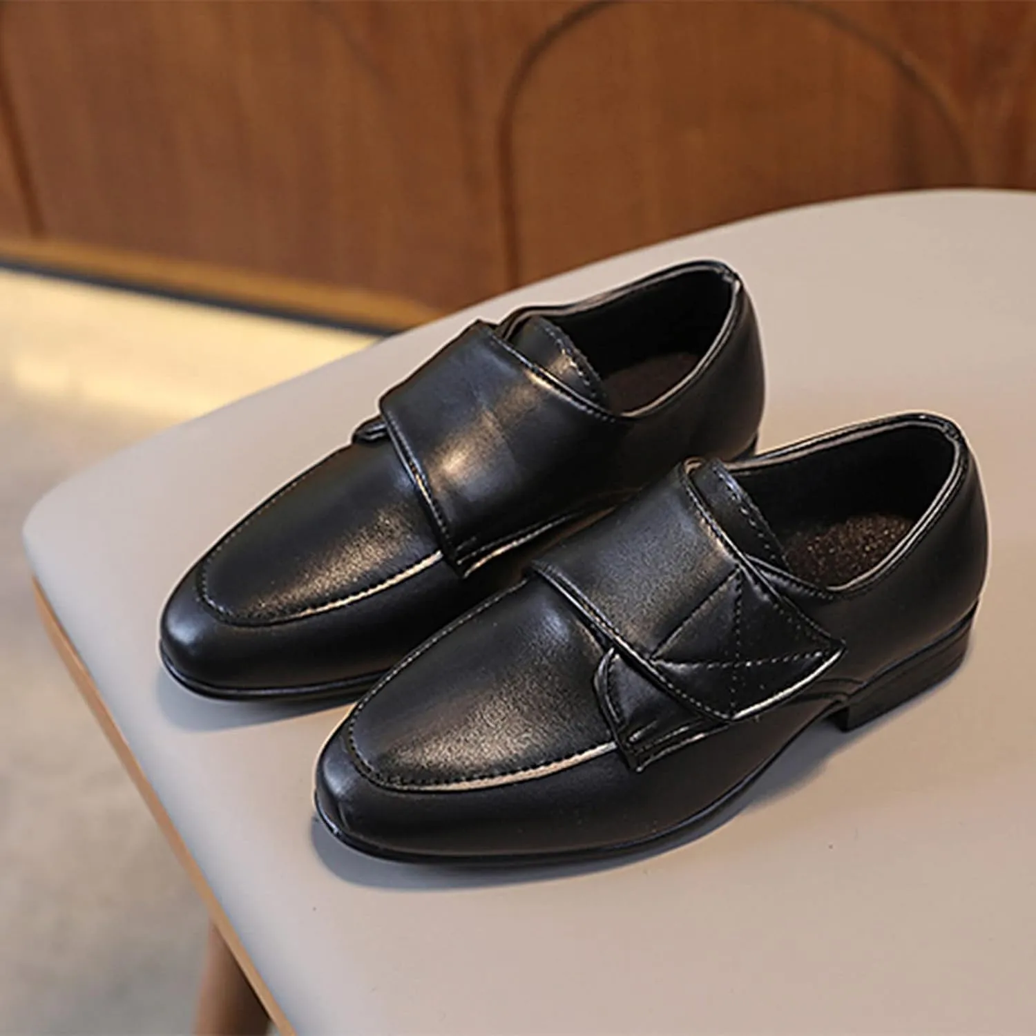 Little Girl's Slip On Loafers Low Heel Casual Shoes Flat Sneakers Kids Fashion Leather 𝐖aterproof Hook Shoes