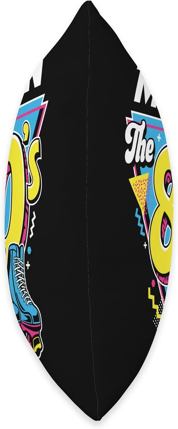 Made in The 80s Women Men Roller Skater Skate Shoes Retro Throw Pillow, 16x16, Multicolor