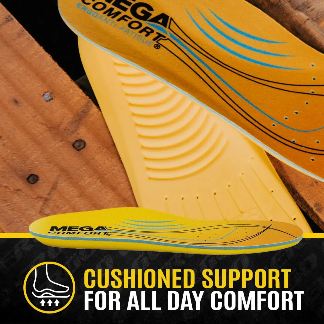 MEGAComfort Anti-Fatigue Insoles for Men and Women - Memory Foam for Work Shoes, Boots, Steel Toe - Reduce Pain, Tired Feet
