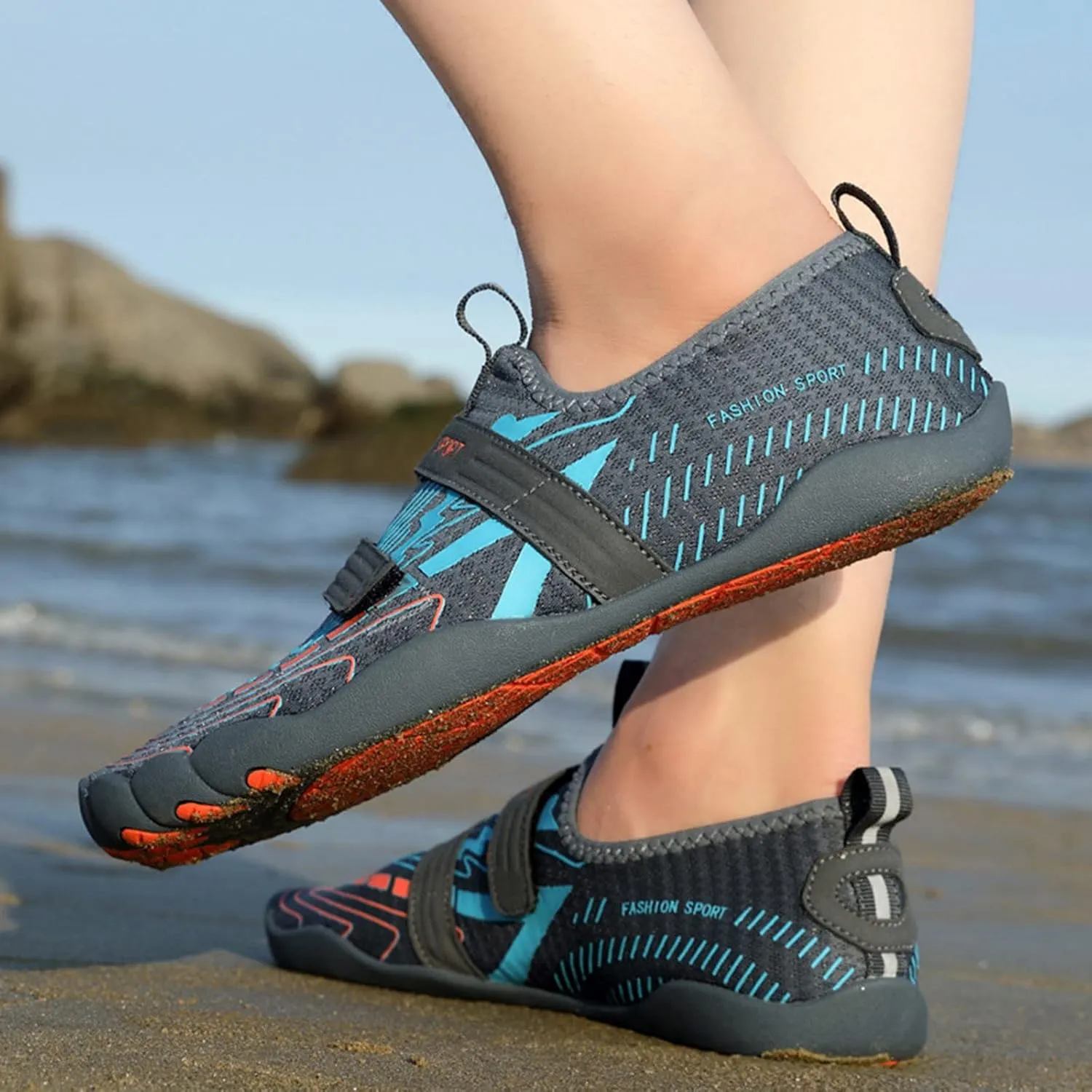 Men's Beach Sports Shoes Comfortable Non Slip Wading Shoes Summer Swim Water Shoe for Boating Diving Fishing