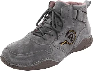Men's Casual Suede Ankle Boots Lace Up And Hook Loop Ankle Boots Lightweight Sport Shoes Hiking Leather Boots